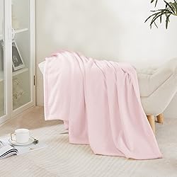 NICETOWN Pink Flannel Fleece Throw Blanket, 60x80