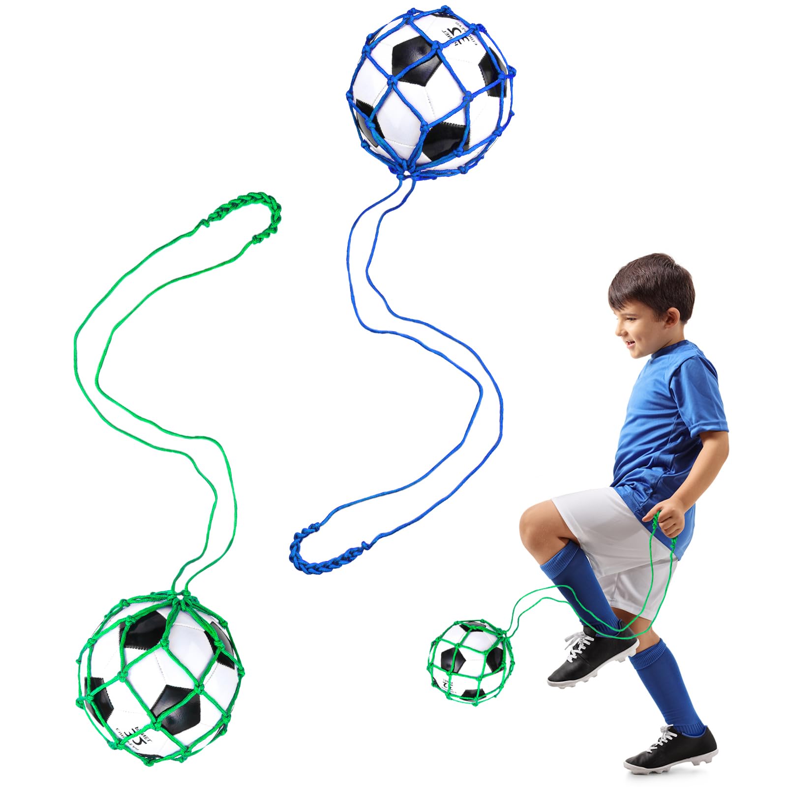 XIHIRCD 2pcs Football Kicker Net, Portable Football Trainer Throwing Net Soccer Kicking Net Soccer Training Equipment for Kids Youth Adults