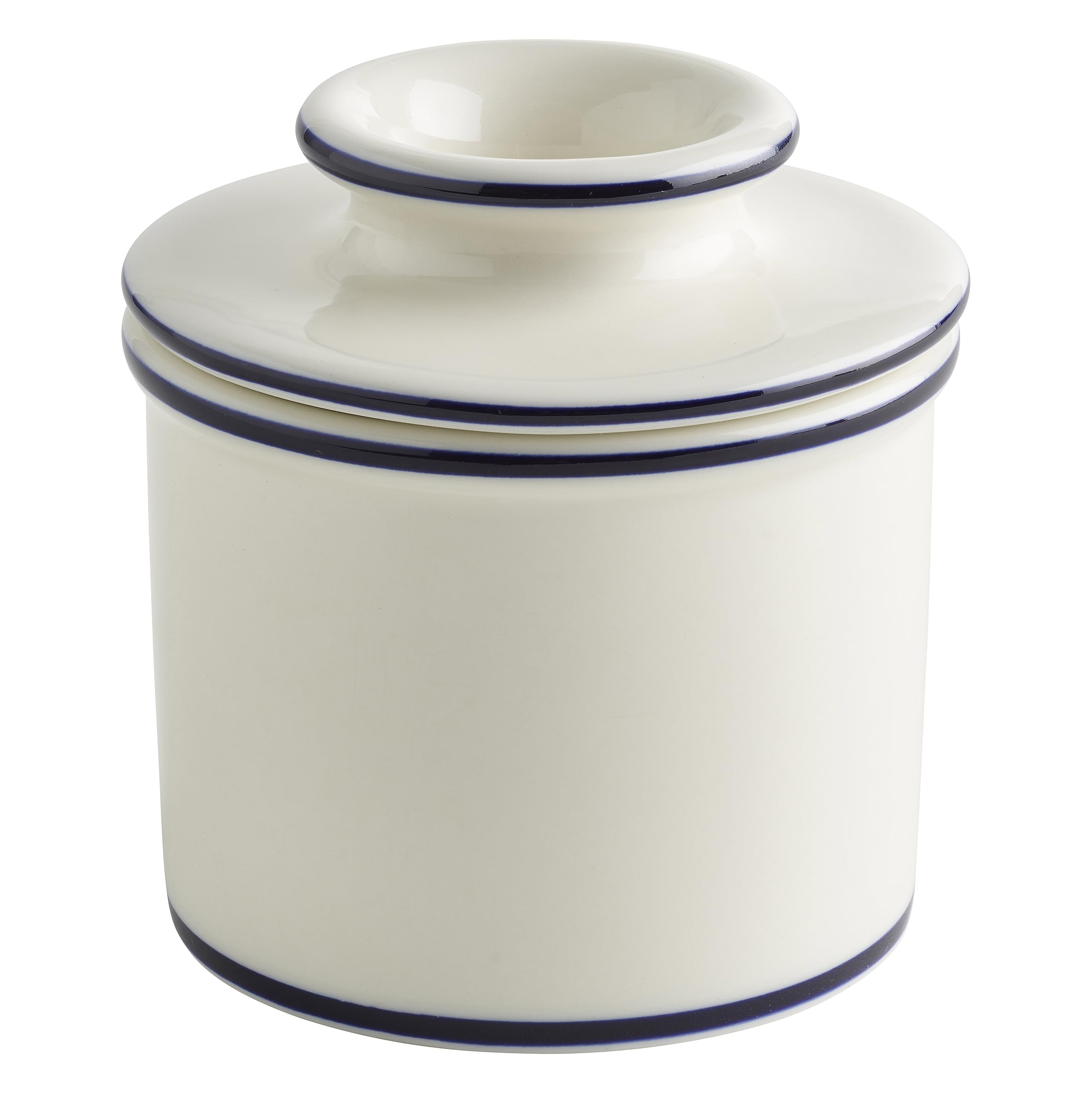 Butter Bell - The Original Butter Bell Crock by L Tremain, a Countertop French Ceramic Butter Dish Keeper for Spreadable Butter, Parisian Bistro Style with Blue Trim — image 1