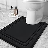 Grandaily Memory Foam Toilet Rugs U-Shaped 24x20, Ultra Soft, Non-Slip and Absorbent Bathroom Rugs, Machine Wash Dry, Comfortable Contour Bath Mat for Toilet Base, Black