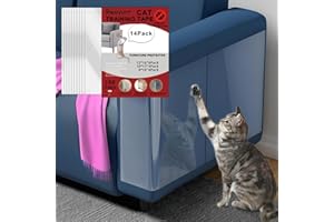 Rwoyurr Cat Scratch Furniture Protector, 14 Pack Large Protector for Cats, Anti-Scratch Training Tape Guards for Couch, Clear Single Sided Sofa Protectors
