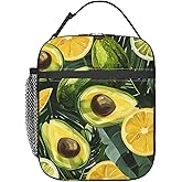 ainori Reusable Tropical Avocado Lunch Box for Kids Girls Boys Women Adult, Insulated Cute Fruit Lemon Lunch Bag,Polyester Cooler Handbags Case for School Picnic Work Travel Beach or Hiking