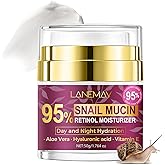 95% Snail Mucin Retinol Cream, Snail Repair Cream for Improving Fine Lines & Dryness, Skin Elasticity, Day and Night Hydration with Aloe Vera, Hyaluronic and Vitamin E, 1.76 Oz
