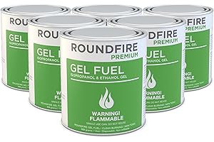 ROUNDFIRE 6 Pack Gel Fuel Cans for Fire Bowl, Fireplace, Gel Fire, Tabletop Fire Bowls, Warming, Indoor & Outdoor