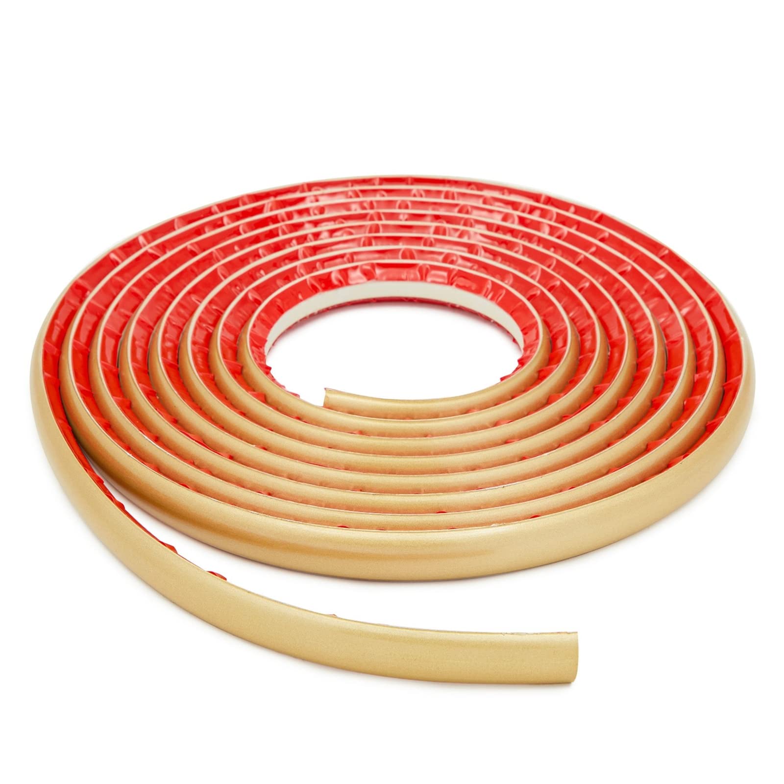 Photo 1 of 16.5 Feet Flexible Quarter-Round Trim for Wall Edges, Self-Adhesive Peel and Stick PVC Molding for Home and RV Countertops, Ceilings, Cabinet Edges (198.0x0.8x0.5in, Gold)