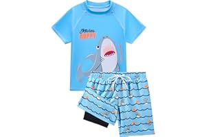 Angel season Boys Swimsuit Toddler Rash Guard Swim Set Long Sleeve Shirt with Swim Trunks Bathing Suit UPF 50+ Swimwear