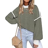 Fall Clothes for Women 2026 Trendy Fashion Oversized Sweaters Color Block Long Sleeve Knited Pullover Tops Winter Outfits