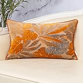 Yangest Orange Leaf Rectangle Pillow Cover Cut Velvet Cushion Cover Luxury Modern Pillowcover for Couch Living Room Bedroom,12x20 Inch