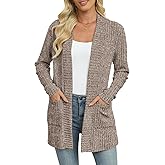 Leafsay Women's Lightweight Cardigan Sweater Long Sleeve Open Front Loose Casual Cardigans with Pockets