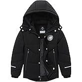 TUNICCE Boy's Winter Coat Waterproof Down Jacket Thickened Fleece Lined Parka with Detachable Hood Insulated Outerwear