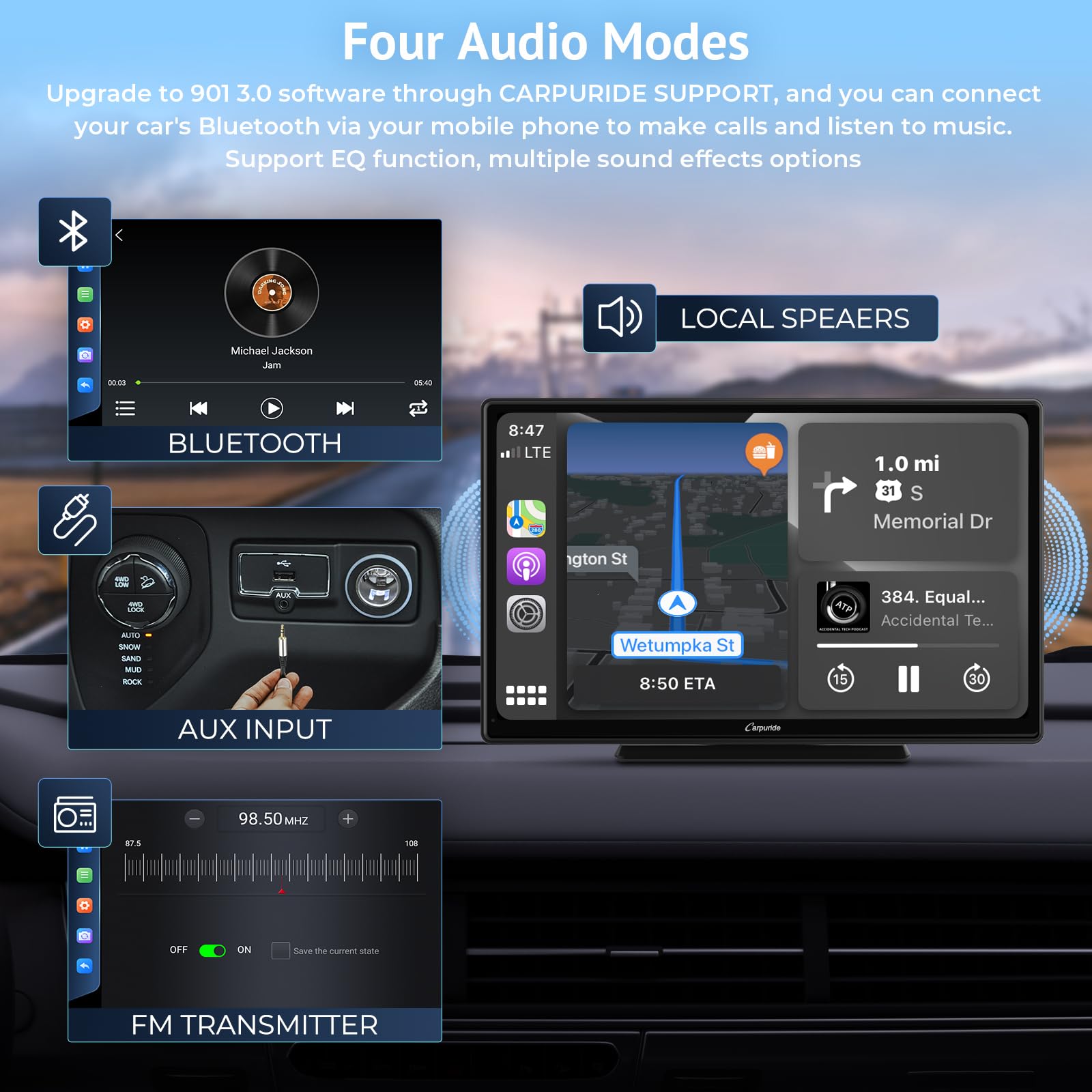 Carpuride Portable Wireless CarPlay Screen for Car- 9 Inch Car Play Screen Compatible with Android Auto and Apple CarPlay - Multimedia Player, Bluetooth, Navigation Screen for All Vehicles