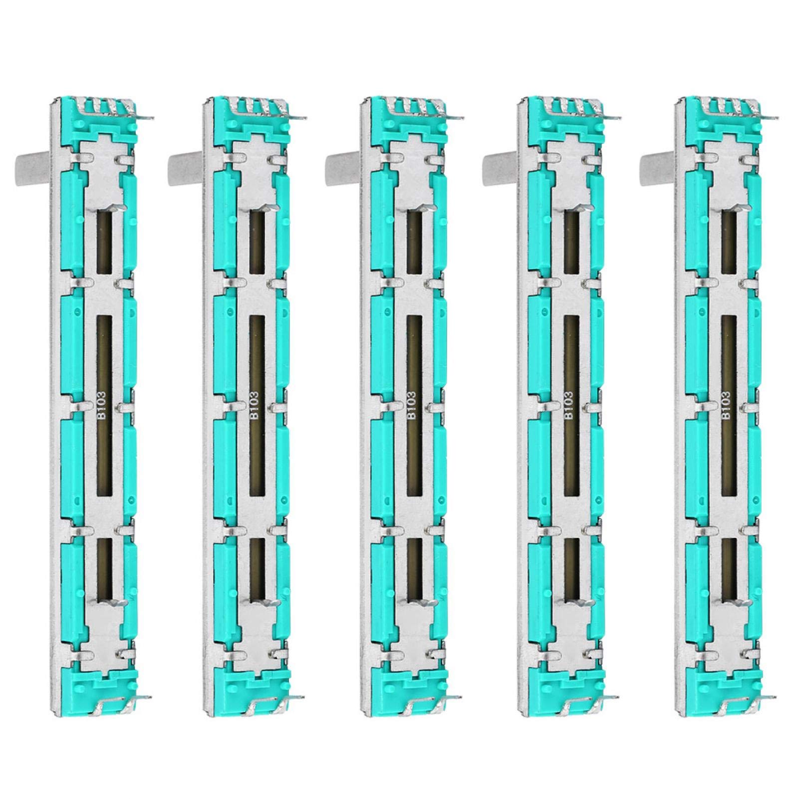 Starbun Slide Potentiometer, 75mm, Double Channel, B10k, 5 Pcs, Metal Material, Compatible with Behringer Mixer Fader