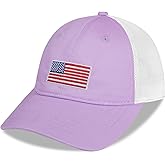 BUTITNOW Girls American Flag Trucker Hat - Adjustable Snapback Baseball Cap for Kids - Breathable Mesh Back (3-14 Years)