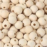 Yoodelife 16mm Wood Beads Natural Unfinished Round Wooden Loose Beads Wood Spacer Beads for Craft Making Decorations DIY Jewelry Making, Macrame, Bracelets, Pack of 100