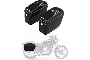 ECOTRIC 45L Motorcycle Hard Saddle Bags W/Lock Compatible with Harley Davidson Honda Shadow Kawasaki Vulcan VN Saddle Bags Trunk Storage Carrier w/Mounting Kit Plastic Black