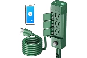 HBN Outdoor Smart Plug Waterproof WiFi Outdoor Outlet Timer with 6 Grounded Outlets, Remote & Voice Control Heavy Duty Yard Stake Plug Compatible with Alexa and Google Assistant No Hub Required