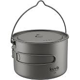 Kuvik 2L (68 oz) Titanium Pot with Bail Handle - Ultralight and Compact Pot | Corrosion Resistant, Food Safe, Non-Toxic, No Metallic Taste, Easy to Clean, Dishwasher Safe, Padded Carrying Bag Included
