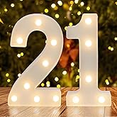 Warm White LED Light Up Number 21, 21st Birthday Decor for Her Him,Table Centerpieces & Backdrop Wall Décor,Lighted Marquee Sign for 21st Wedding Anniversary Décor