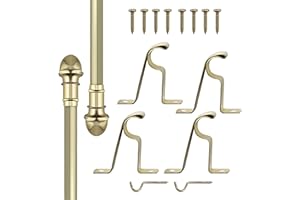 Amazing Drapery Hardware 7/16 Inch Brass Cafe Rods with Brass Ends, Set of 2 (Hardware Included) - Adjustable Length 48-84 Inches, Easy to Install Metal Rods for Doors, Windows, and Sidelights