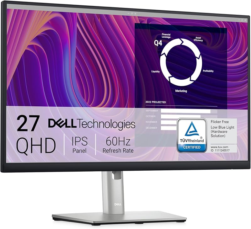 Dell P2723D 27 Inch QHD IPS Monitor 2560x1440 60Hz 5ms 99% sRGB DisplayPort