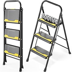 Urackify 3 Step Ladder, Heavy-Duty 800lb