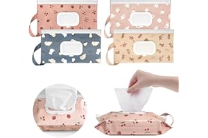 IVARONAL 4 Pack Baby Wipes Dispenser [New Version-One Press Open],Portable Wipe Pouch,Refillable Wipe Holder, Baby Wipes Container Reusable Wet Wipes Bags Pouch for Travel (B)