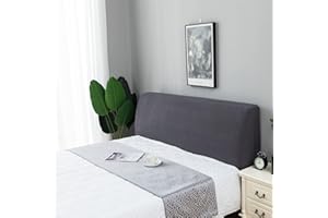 Fvstar Stretch Solid Color Headboard Slipcover All-Inclusive Headboard Dustproof Cover Queen King Size Slipcover for Bedroom Decoration (Dark Gray, Queen 59"-67")