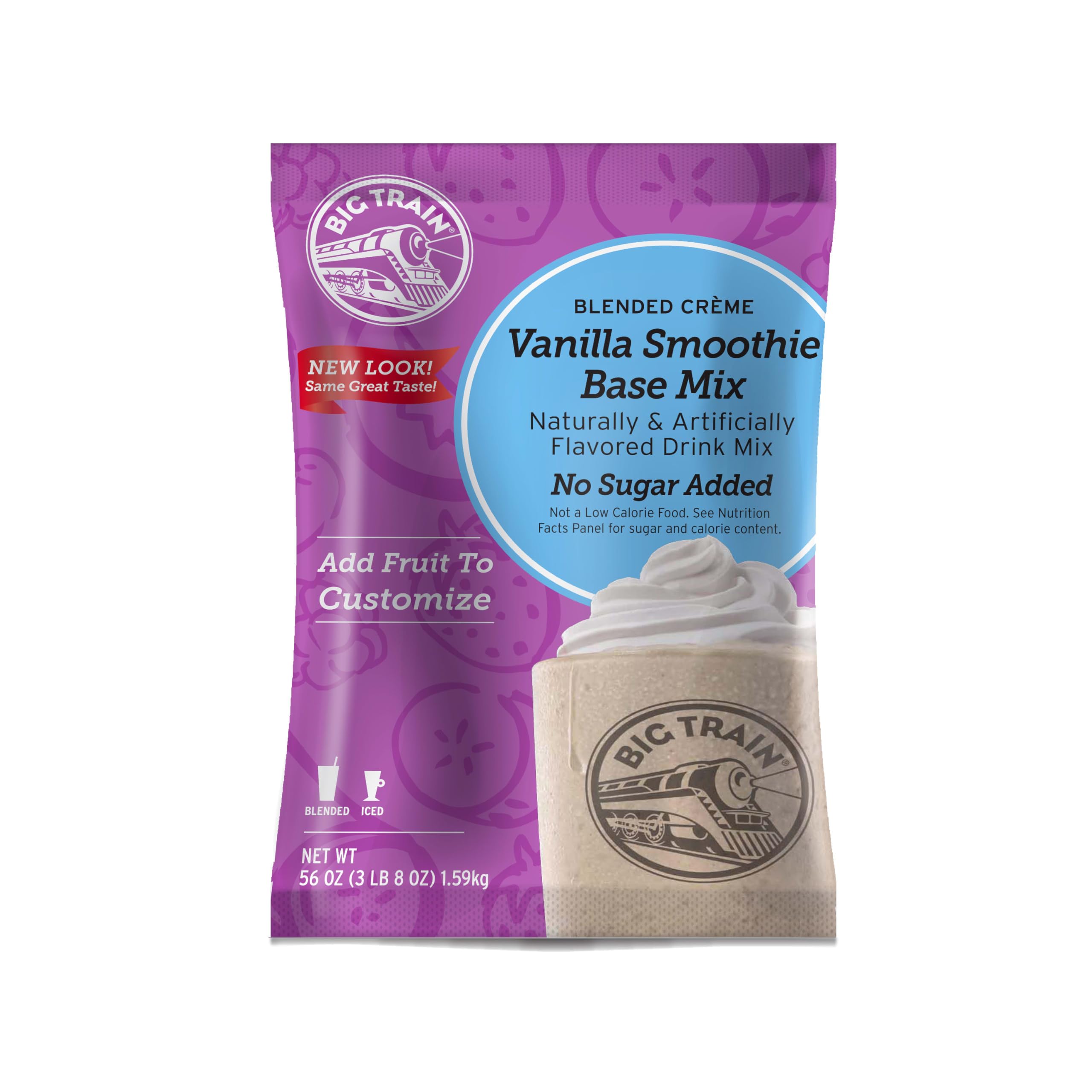 Big Train Blended Crème No Sugar Added Vanilla Smoothie Base Mix, 3.5 Pound (Pack of 1) Image