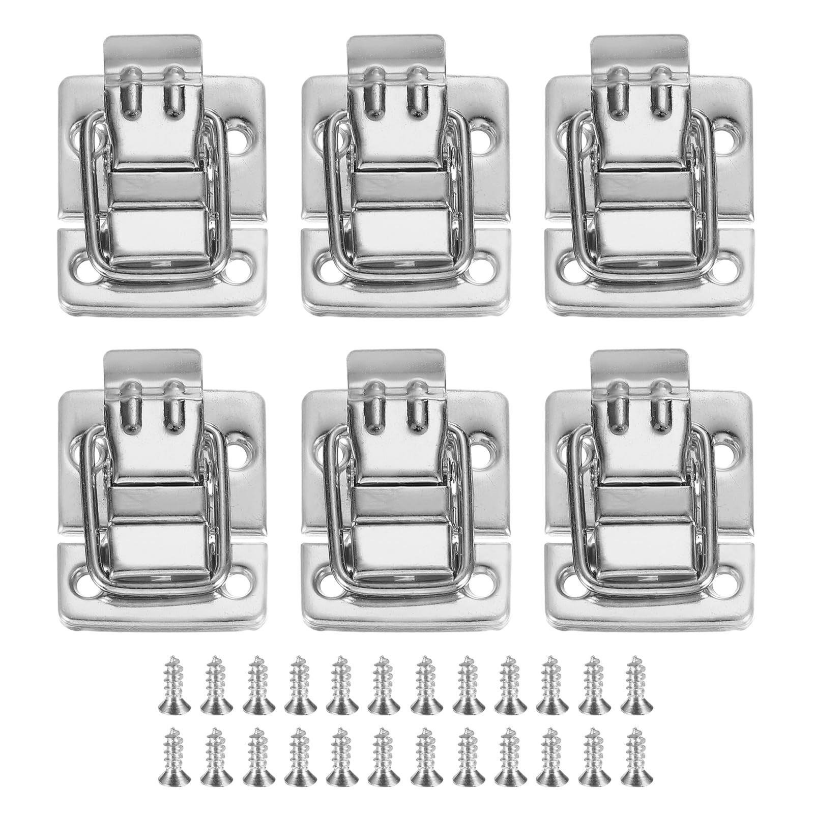 PATIKIL Fastener Toggle Latches Catch Chest, 6Pcs Metal Suitcase Boxes Buckles Retro Trunk Box Hasp Lock with Screw for Wooden Packing Case Toolbox Cabinet, Silver