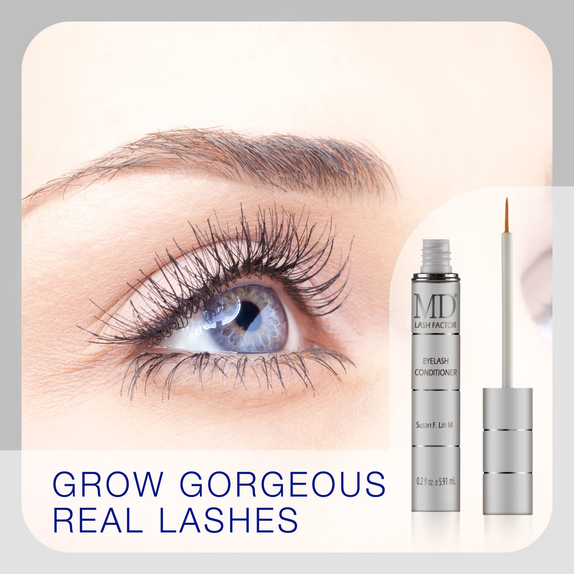 MD Lash Factor Eyelash Conditioner – 0.2 fl oz, 6-Month Supply – Peptide + Biotin Serum for Fuller, Thicker Lashes, Ophthalmologist-Tested