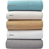Tex Trend 100% Cotton Waffle Weave White Blankets Twin Size - Soft and Breathable Cotton Bed Blankets for Spring Summer, Premium Throw & Bed Layering, White, Twin 60x90 Inches