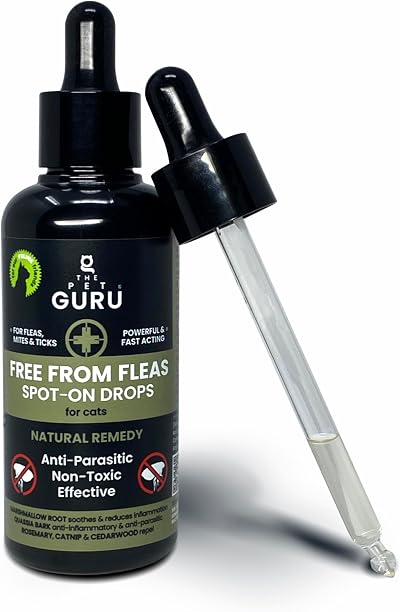 The Pet Guru Flea Drops for Cats 100ml Non-Toxic Natural Spot-On
