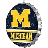 FOCO Michigan Metal Distressed Bottlecap Wall Sign – Limited Edition Wolverines Sign – Represent Your NCAA College and Show Your Team Spirit with Officially Licensed University of Michigan Fan Gear