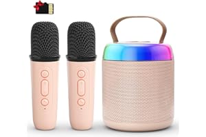 VOIJUMP Karaoke Machine for Kids Adults, Mini Portable Bluetooth Karaoke Speaker with 2 Wireless Microphones, MP3 Music Player, Birthday Gifts for Girls Boys 3,4,5,6,7,8,9,10, 12+ Years Old Family Home Party