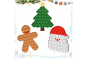 WOPLAGYREAT 3 Pcs Christmas Pop Fidget Toys Sensory Stress Relief for Kids Toddler Grandkids Daughter Son Boys Girls Gifts 2025 Christmas Tree Santa Claus Gingerbread Man Stocking Stuffers