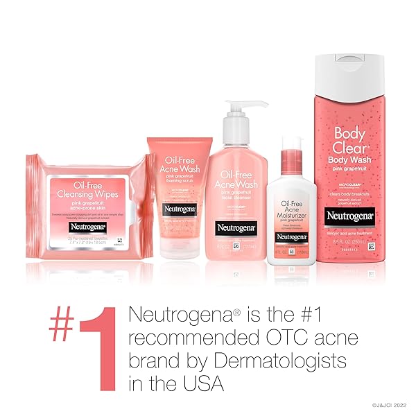 NEUTROGENA OIL FREE PINK GRAPEFRUIT ACNE FACE WASH WITH VITAMIN C, 2% SALICYLIC ACID ACNE TREATMENT, GENTLE FOAMING VITAMIN C FACIAL SCRUB TO TREAT & PREVENT BREAKOUTS, 6.7 FL. OZ