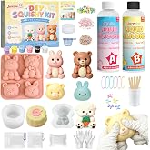 Jarezina 16Pcs Taba Squishy Making Kit,DIY Squishies Maker for Beginner | Taba Squishy with Rabbit Bear Cake Roll Silicone Molds, Super Soft Silicone Rubber Easy Mix1:1 for DIY Relief Gift