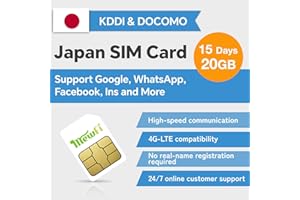MEWFI Japan SIM Card 15 Days 20GB– Easy Activation & 24/7 Whatsapp Support, 4G High-Speed Communication, Supports Google, Instagram, and Twitter..., 3 in 1 Prepaid SIM Card for Unlocked Phones