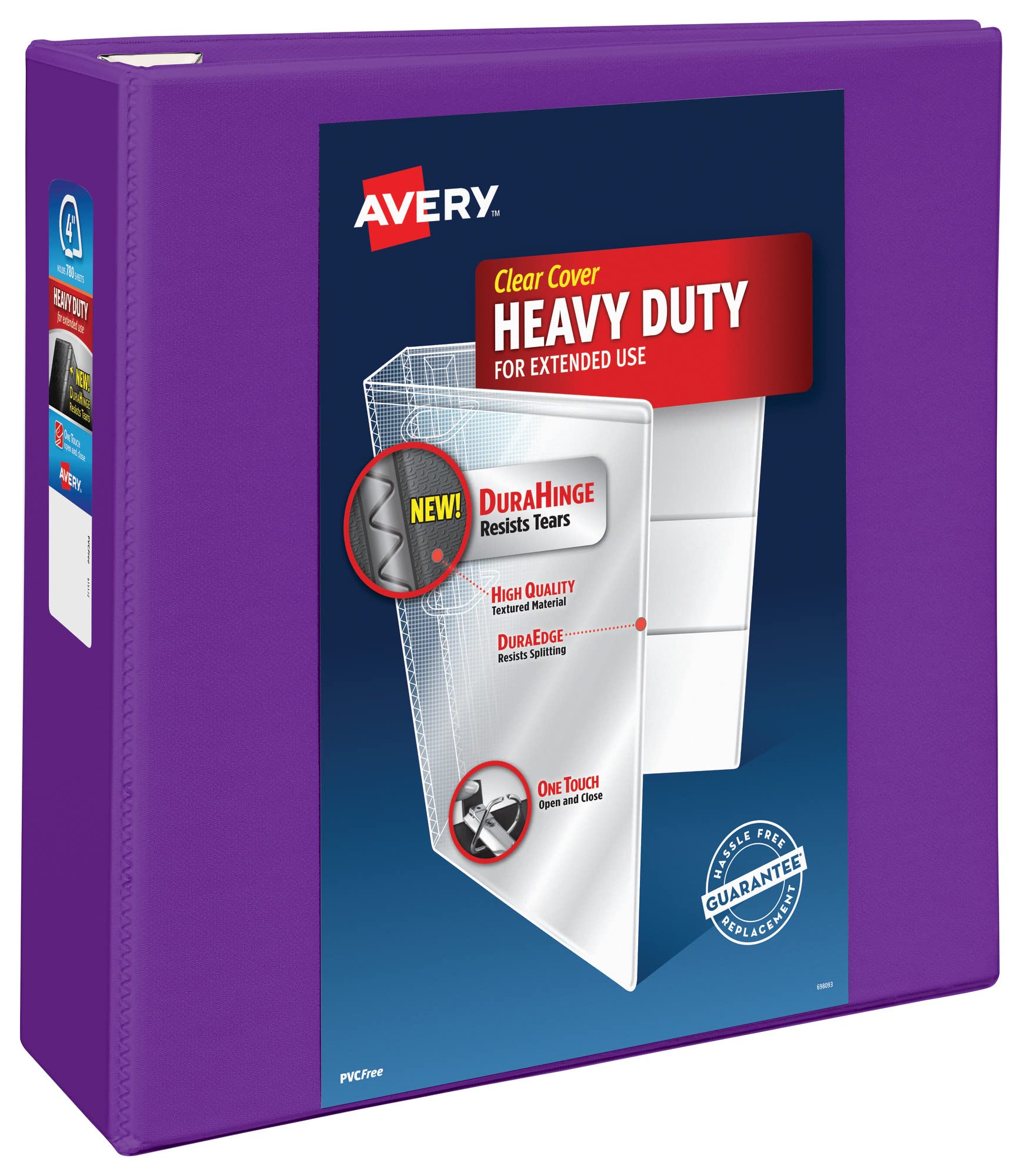 Photo 1 of Avery Heavy-Duty View 3 Ring Binder, 4 Inch One Touch EZD Rings, 4.5 Inch Spine, 1 Purple Binder (79813)