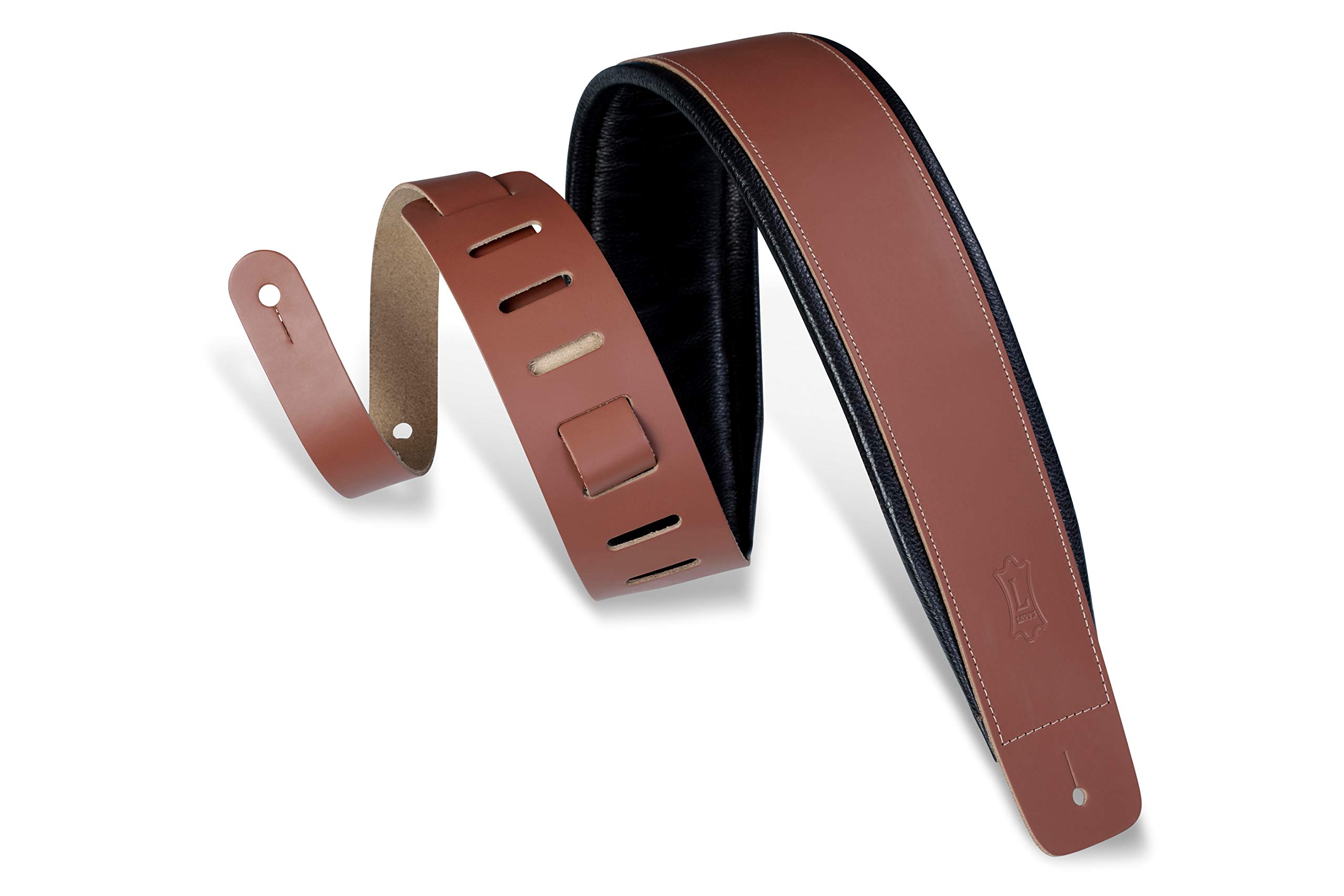 Levy's DM1PD‐WAL 2.5-inch Leather Guitar Straps ‐ Walnut