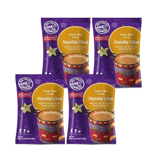 BIG TRAIN CHAI TEA LATTE MIX – 3.5 LB BAGS – CASE OF 4 – SINGLE FLAVOR (VANILLA)
