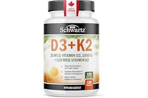 Vitamin D3 K2 | Bone & Teeth Support | Vitamin K2 120mcg + Vit D3 1000iu | MK-7 Formula for Optimal Bioavailability | Made in