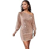 XUGWLKJ Sequin Dress for Women Sparkly Homecoming Dresses One Shoulder Party Glitter Mini Dresses for Prom Cocktail Gowns