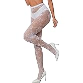 SwiiDuu Sexy Tights for Women High Waist Fishnet Stockings Lace Leggings Floral Lace Pantyhose