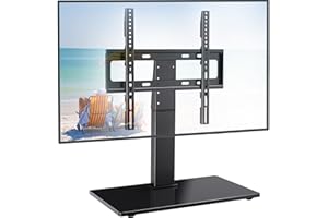PERLESMITH Universal TV Stand Table Top TV Base for 32 to 55 inch LCD LED OLED 4K Plasma Flat Screen TVs - Height Adjustable 
