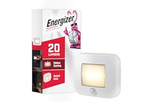 Energizer Motion-Activated LED Path Light, Wireless, 20 Lumens, Battery Powered, White, Ideal for Hallway, Entryway, Stairs, Pathway, Night Light, 38183