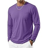 TACVASEN Men's Long Sleeve T-Shirts Casual Crewneck Pocket Tshirt Moisture Wicking Soft Plain Basic Classic Pullover Tee