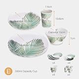 VonShef Melamine Dinnerware Set 16Pc Leaf Print Plates Bowls Tumblers view 7