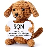 Funny Dog Son Gifts from Mom Dad, Christmas Birthday Gifts for Son in Law Bonus Stepson from Mother Father, Small Presents Xmas Stocking Stuffers Ornament, Mini Cool Things Cute Stuff I Love You Puppy