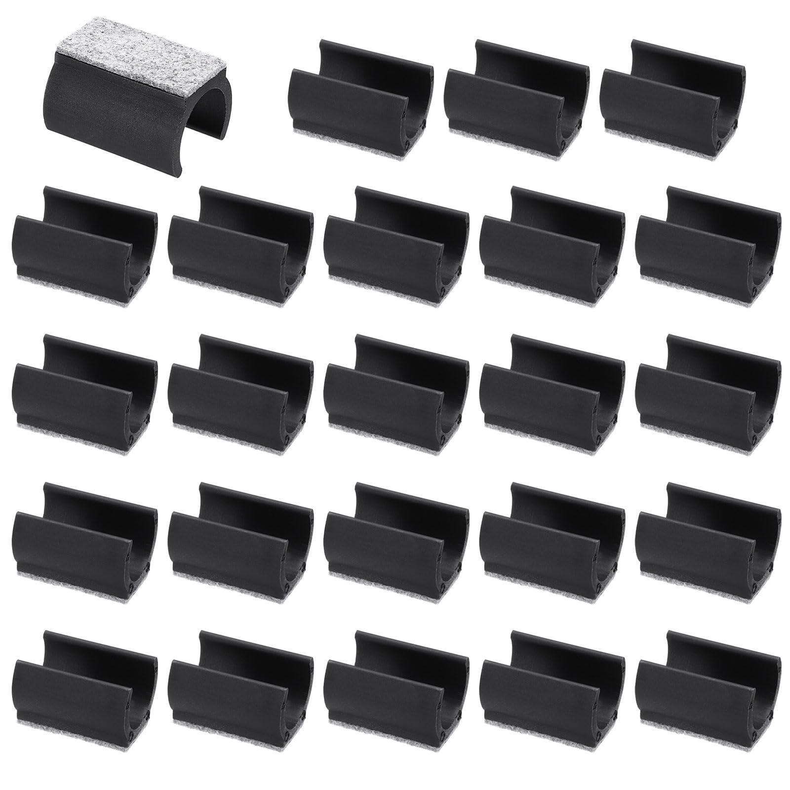 PATIKIL 25mm Rectangle Chair Leg Cover with Felt Pad, 24Pcs Slide Smoothly No Scratches No Noise Furniture Feet Hardwood Protectors Tips Floor Glides Tubing Caps for Office, Black Grey